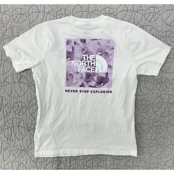 The North Face Tops - The North Face Short Sleeve Box Tee T-Shirt Women's Small White Purple